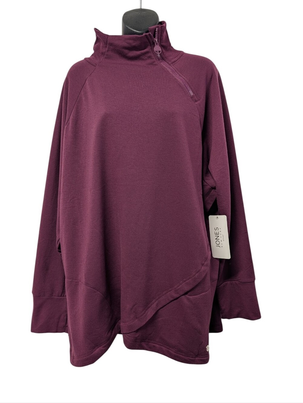 Jones New York Sport Women's 3X Burgundy Thumbhole Sweatshirt Pullover Top NWT